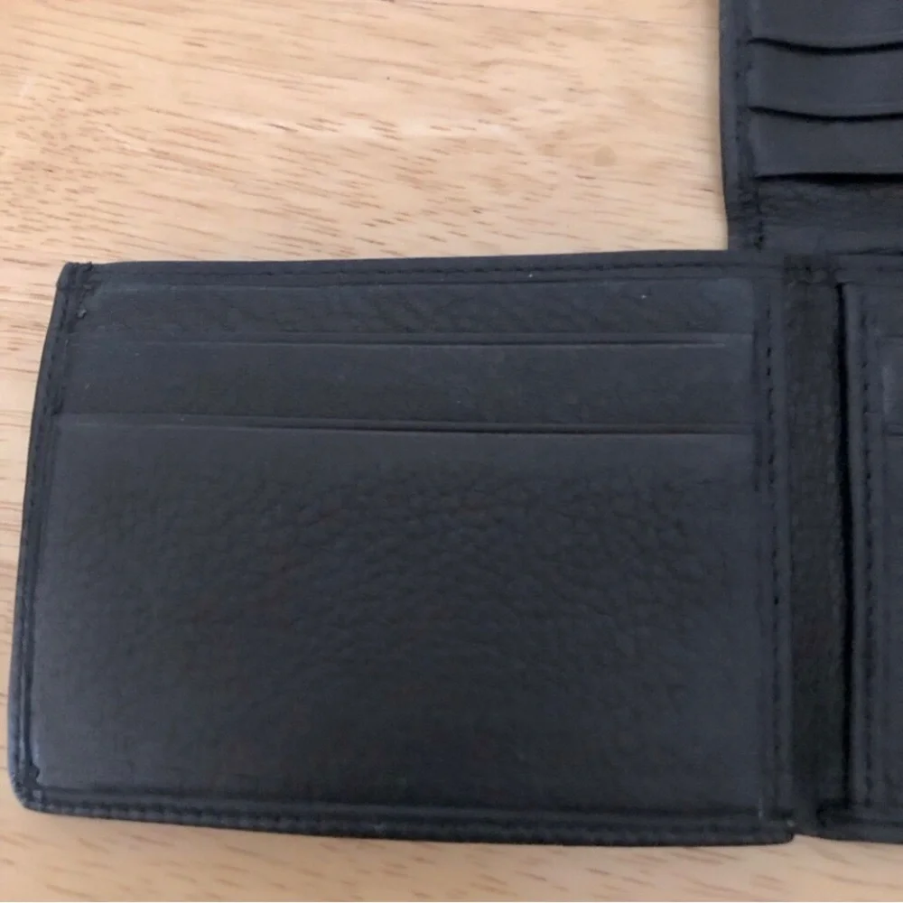 Stone Mountain wallet leather billfold L shape trifold card holder black crackle